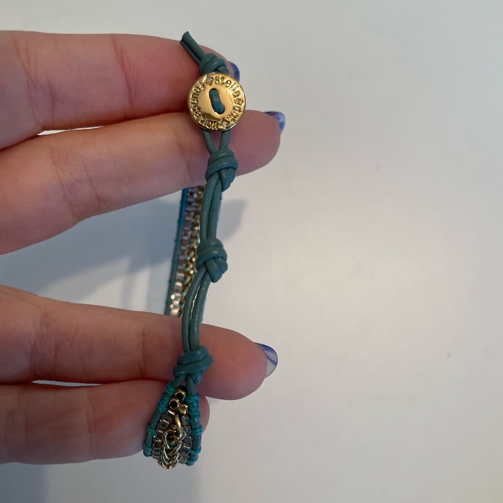 Stella & Dot Foundation Bracelet Teal with Gold and Silver Tones - Picture 5 of 8